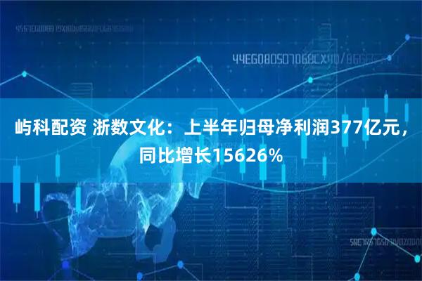 屿科配资 浙数文化：上半年归母净利润377亿元，同比增长15626%